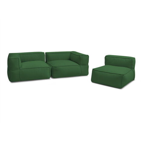 BOBOCHIC - Canapé de jardin modulable GIULIA avec bâche de protection, 2 angles et 1 chauffeuse 1 place   Vert