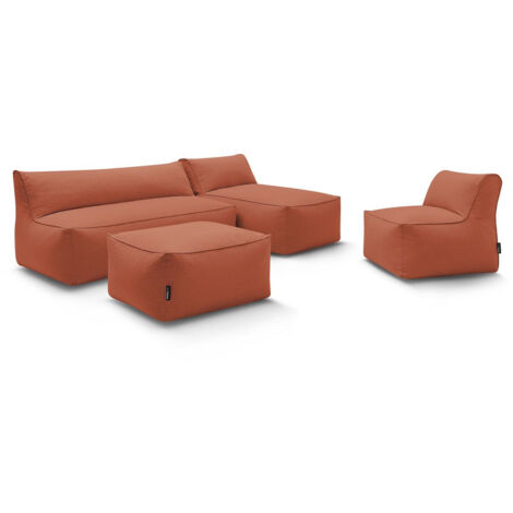 BOBOCHIC - Canapé de jardin modulable RIVIERA avec 1 chauffeuse 1 place, 1 chauffeuse 2 places, 1 méridienne et 1 pouf   Orange