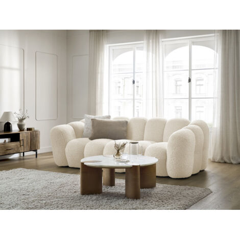 Bobochic – Canapé droit 3 places HIPPOLYTE beige 232cm – Tissu 100% polyester – Largeur 106cm – Hauteur 77cm – Confort optimal d'assise