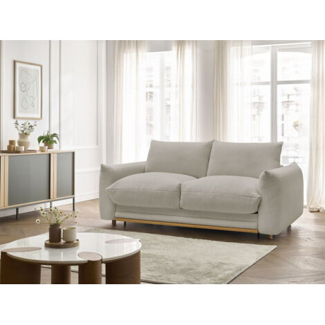 BOBOCHIC - Canapé droit convertible 3 places ERNEST tissu bouclette  160x190 Taupe