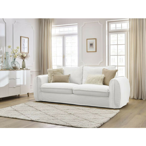 BOBOCHIC - Canapé droit convertible ARCHIMEDE ouverture express déhoussable  140x194 Blanc
