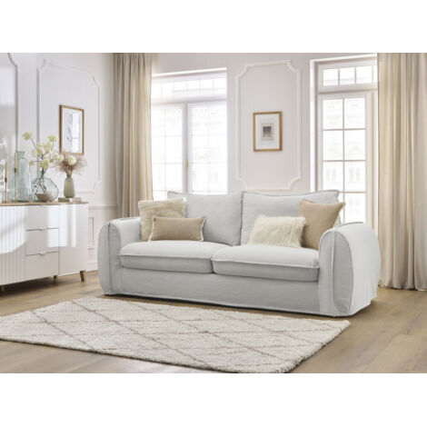 BOBOCHIC - Canapé droit convertible ARCHIMEDE ouverture express déhoussable  140x194 Gris clair