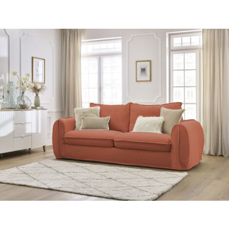 BOBOCHIC - Canapé droit convertible ARCHIMEDE ouverture express déhoussable  160x194 Orange