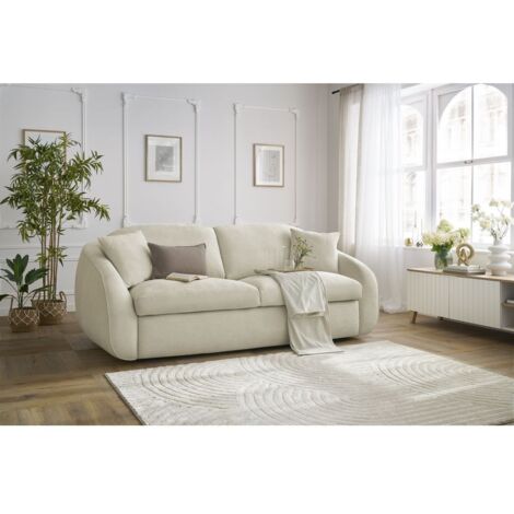 BOBOCHIC - Canapé droit convertible CEZANNE ouverture express tissu lisse  140x194 Beige