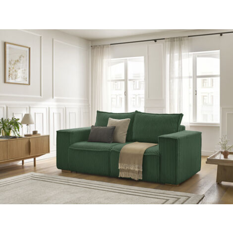 BOBOCHIC - Canapé droit convertible CHELSEA ouverture express gros côtelé doux  160x200 Vert