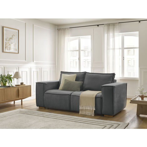 BOBOCHIC - Canapé droit convertible CHELSEA ouverture express tissu texturé  140x200 Gris foncé