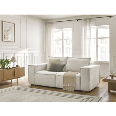 BOBOCHIC - Canapé droit convertible CHELSEA ouverture express tissu texturé  160x200 Beige