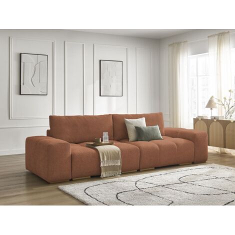 BOBOCHIC - Canapé droit convertible coffre ANAKIN tissu bouclette   Orange