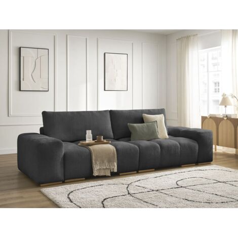 BOBOCHIC - Canapé droit convertible coffre ANAKIN tissu texturé Noir
