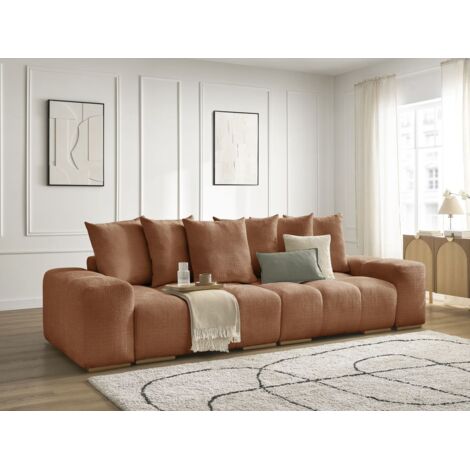 BOBOCHIC - Canapé droit convertible coffre ANAKIN tissu texturé   Orange