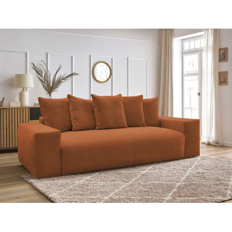 BOBOCHIC - Canapé droit convertible coffre VOLTAIRE tissu chiné   Orange