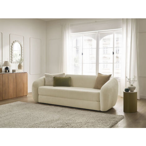BOBOCHIC - Canapé droit convertible déplimousse NEYO tissu lisse   Taupe