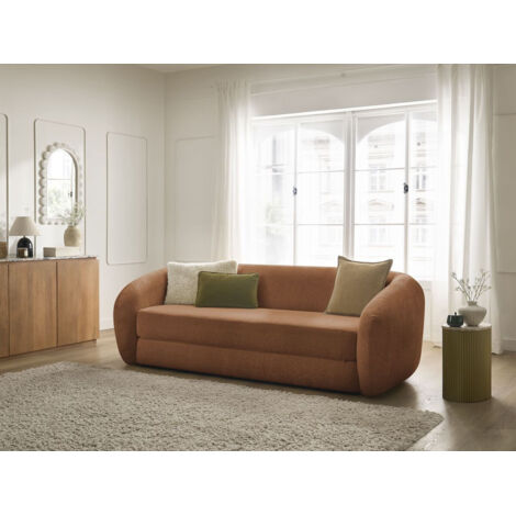 BOBOCHIC - Canapé droit convertible déplimousse NEYO tissu texturé   Orange