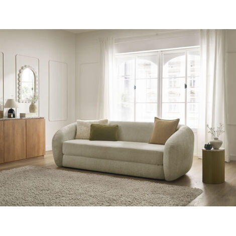 BOBOCHIC - Canapé droit convertible déplimousse NEYO tissu texturé   Taupe