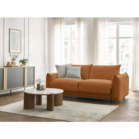 BOBOCHIC - Canapé droit convertible ERNEST ouverture express  140x190 Orange