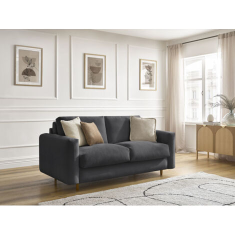 BOBOCHIC - Canapé droit convertible NOUVEAU COCOONE ouverture express tissu lisse  140x200 Noir