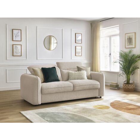BOBOCHIC - Canapé droit convertible ouverture express ACHILLE  140x200 Beige