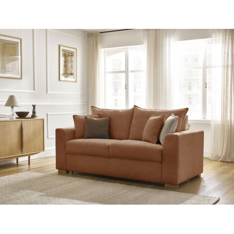 BOBOCHIC - Canapé droit convertible ouverture express AUGUSTIN tissu texturé  140x200 Orange