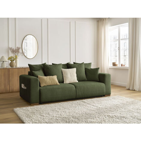 BOBOCHIC - Canapé droit convertible SIDONIE tissu chiné   Vert