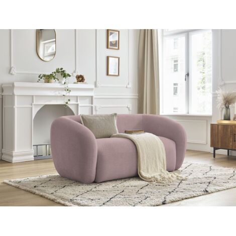 BOBOCHIC - Canapé droit fixe 2 places CELINE tissu lisse Rose