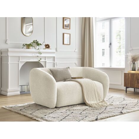 BOBOCHIC - Canapé droit fixe 2 places CELINE tissu texturé   Beige