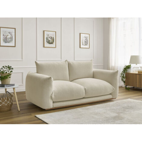 BOBOCHIC - Canapé droit fixe 2 places ERNEST tissu bouclette   Beige