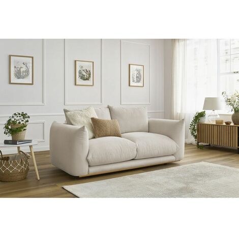 Bobochic – Canapé droit fixe 2 places – Tissu doux 92% polyester – Structure en bois de hêtre – Confort ultra moelleux – Dimensions 193x106x86cm