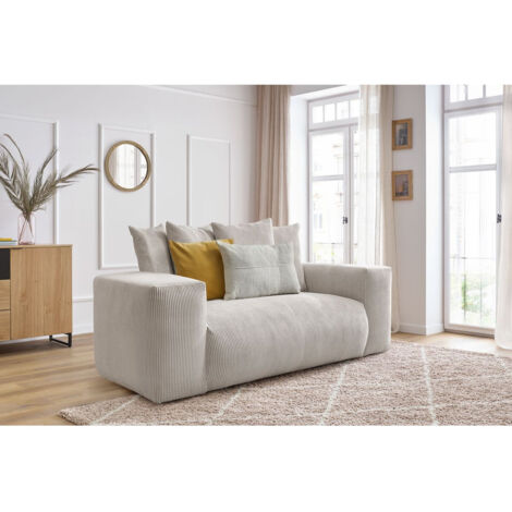 BOBOCHIC - Canapé droit fixe 2 places VOLTAIRE Beige