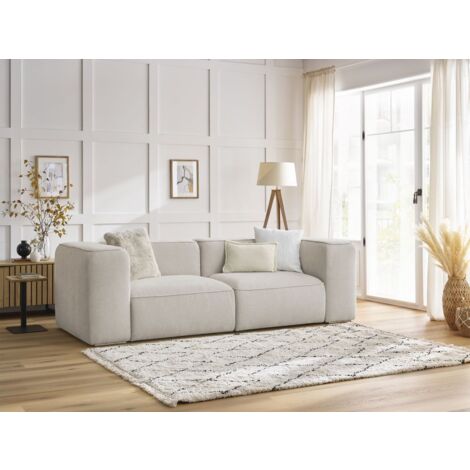 BOBOCHIC - Canapé droit fixe 2 places ZEPHYR Beige