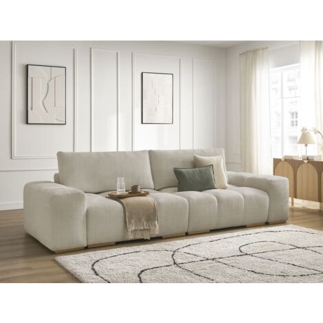 BOBOCHIC - Canapé droit fixe 3 places ANAKIN tissu texturé   Beige