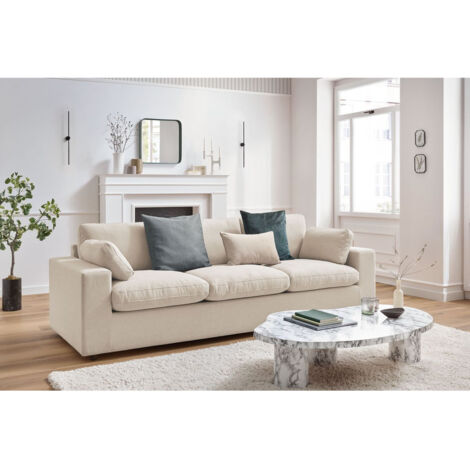 BOBOCHIC - Canapé droit fixe 3 places BELAIR   Beige
