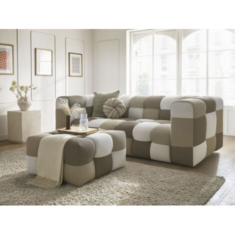 BOBOCHIC - Canapé droit fixe 3 places CLOUD Édition limitée tissu mesh avec pouf   Multicolore