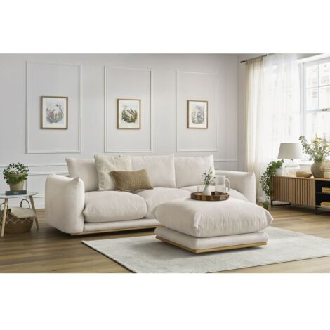 BOBOCHIC - Canapé droit fixe 3 places ERNEST avec pouf   Beige