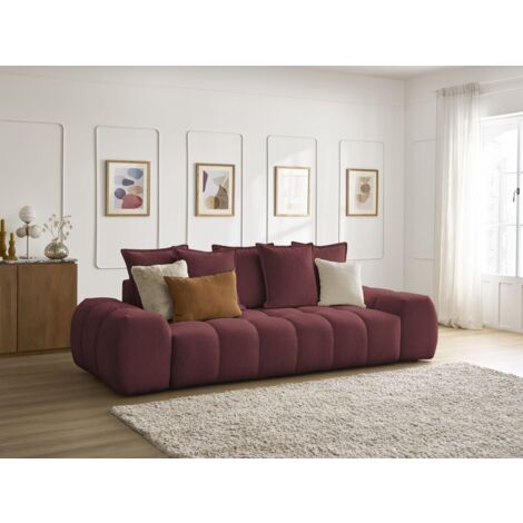 BOBOCHIC - Canapé droit fixe 3 places EVEREST tissu chiné   Rouge
