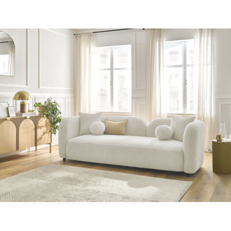 BOBOCHIC - Canapé droit fixe 3 places HAILEY   Beige