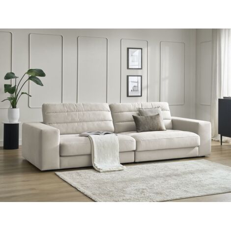 BOBOCHIC - Canapé droit fixe 3 places SIERRA velours   Beige