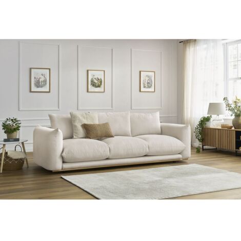 Bobochic – Canapé droit fixe 3 places ultra moelleux – Tissu 92% polyester – Longueur 265cm – Style moderne – Charge max 270kg