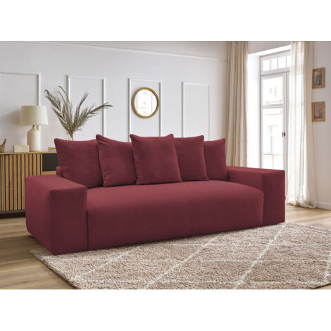 BOBOCHIC - Canapé droit fixe 3 places VOLTAIRE tissu chiné   Rouge