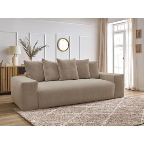 BOBOCHIC - Canapé droit fixe 3 places VOLTAIRE tissu chiné   Taupe