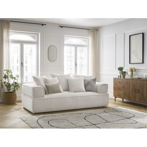BOBOCHIC - Canapé droit fixe 3 places WHESLEY Beige