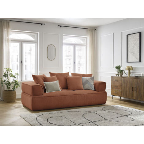 BOBOCHIC - Canapé droit fixe 3 places WHESLEY   Orange