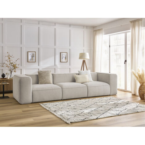 BOBOCHIC - Canapé droit fixe 3 places ZEPHYR Beige