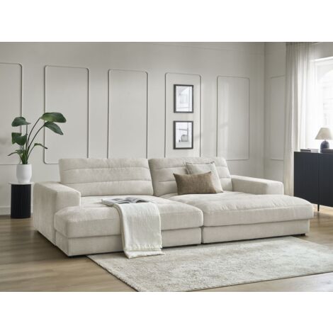 Bobochic – Canapé droit fixe 4 places – Assise profonde en velours 100% polyester – Structure bois – Style moderne – Charge max 300kg