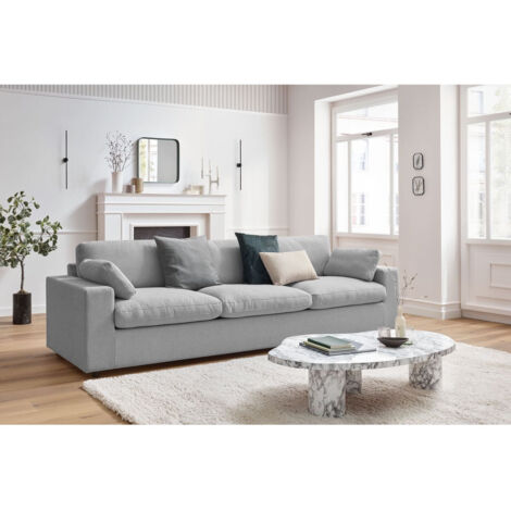 BOBOCHIC - Canapé droit fixe 4 places BELAIR   Gris clair
