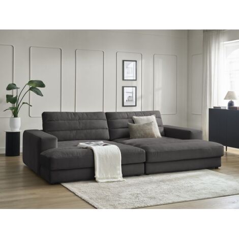 BOBOCHIC - Canapé droit fixe 4 places SIERRA assise profonde velours   Noir