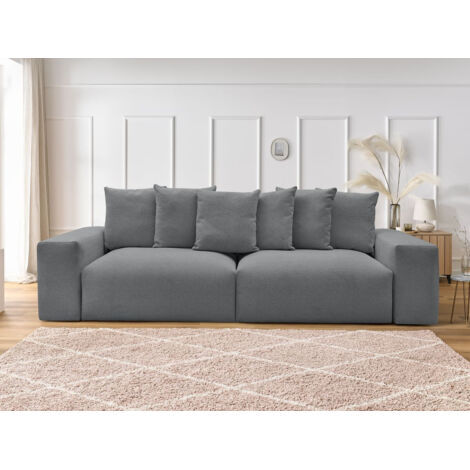 BOBOCHIC - Canapé droit fixe 4 places VOLTAIRE tissu chiné   Gris foncé