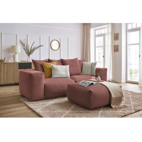 BOBOCHIC - Canapé droit fixe modulable VOLTAIRE avec pouf   Rose