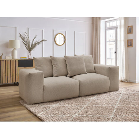BOBOCHIC - Canapé droit fixe modulable VOLTAIRE tissu chiné   Taupe