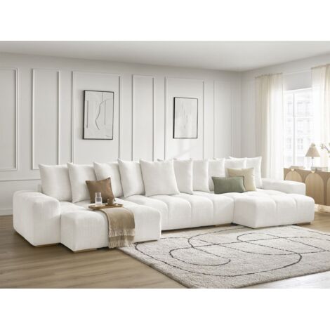 BOBOCHIC - Canapé panoramique convertible coffre ANAKIN tissu texturé   Blanc