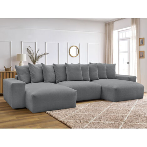 BOBOCHIC - Canapé panoramique convertible coffre VOLTAIRE tissu chiné   Gris foncé